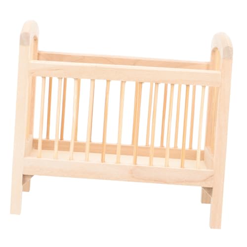 KOMBIUDA Miniatur Holz Puppenbett Spielzeugkrippe Für Kleine Puppen Als Dekoration Und Zubehör Für Puppenhäuser Naturfarbener Babybett Modell Für Kreative Spielwelten von KOMBIUDA