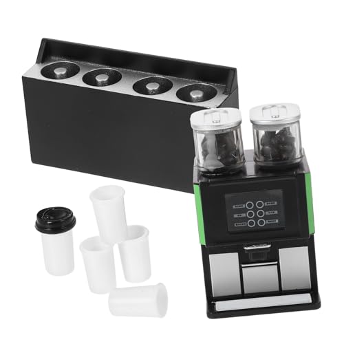 KOMBIUDA Miniatur Kaffeemaschine Und Kaffeetassen Set Puppenhaus Küchenrequisiten Puppenhaus Dekoration 1 Satz Realistisches Design Perfekt Für Puppenhaus Küche von KOMBIUDA