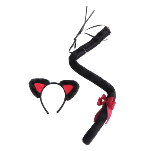 KOMBIUDA Niedliches Katzenohren mit Schwarzer und Roter Haarschmuck Witziges Stirnband für Karneval Fasching Cosplay und Party Geeignet für Mädchen und Damen KOMBIUDA Niedliches Katzenohren mit Schwarzer und Roter Haarschmuck Witziges Stirnband für Karneval Fasching Cosplay und Party Geeignet für Mädchen und Damen von KOMBIUDA