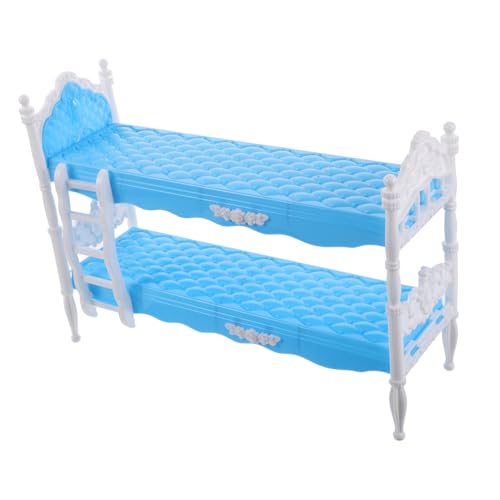 KOMBIUDA Prinzessin Puppenbett Puppenhaus- Minibett Puppenhauszubehör Bett Etagenbetten Für Puppen Puppenbetten Etagenbett Für Puppen Babybett Für Puppen Puppenmöbel Bett Blue Plastik von KOMBIUDA