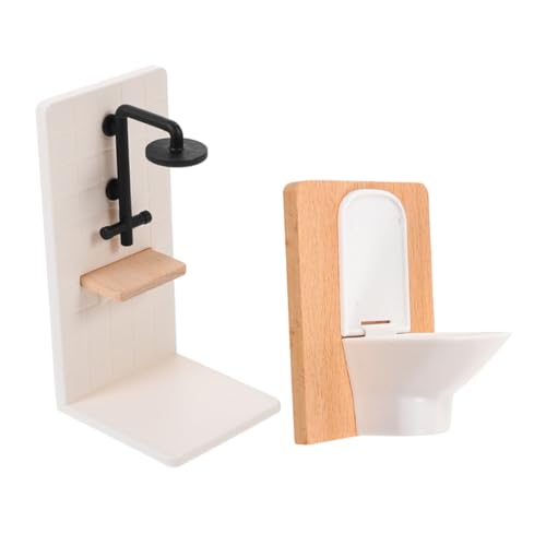 KOMBIUDA Puppenhaus Badezimmermöbel Miniatur Toilette Dusche Realistisch Gestaltetes Sicheres und Farbstabiles Kunststoff-Holz Zubehör für Puppenhaus Badezimmer Szenen KOMBIUDA Puppenhaus Badezimmermöbel Miniatur Toilette Dusche Realistisch Gestaltetes Sicheres und Farbstabiles Kunststoff-Holz Zubehör für Puppenhaus Badezimmer Szenen von KOMBIUDA