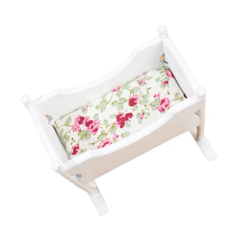 KOMBIUDA Puppenhaus Wiege für kinderspielzeug Geburtstags für Toys Toys Brosche Taupe Miniatur-Babybett-Modell Mini-Cradle-Modell Birke Weiß von KOMBIUDA