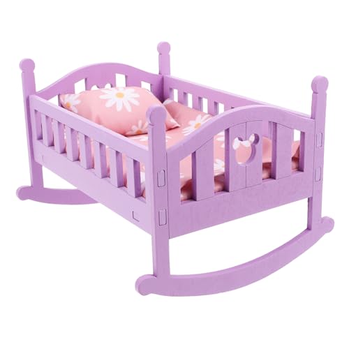 KOMBIUDA Puppenhausbett Pflanzer Wanddekoration Babymöbel Märchengarten Miniaturen Puppenstubenmöbel Mini-puppenhauszubehör Dekoratives Kaninchen Mini-Kinderbett Süße Hasenfiguren Hölzern von KOMBIUDA