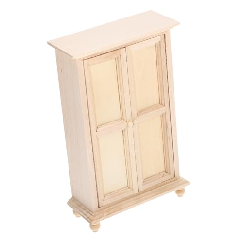 KOMBIUDA Puppenhausmöbel holzschrank puppenhauszubehör Kleiderschrankmodell Mini-Kleiderschrank-Spielzeug Miniatur-Kommodemodell Mini-Holzmöbel schmücken Miniaturschrank aus Holz hölzern von KOMBIUDA