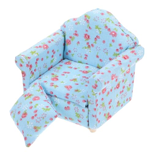 KOMBIUDA Mini-Sofagarnitur für Puppenhaus dekorative Miniaturmöbel Kissen Puppenhaus Mini-Sofa für Modelldekor Stoff Blumendesign von KOMBIUDA