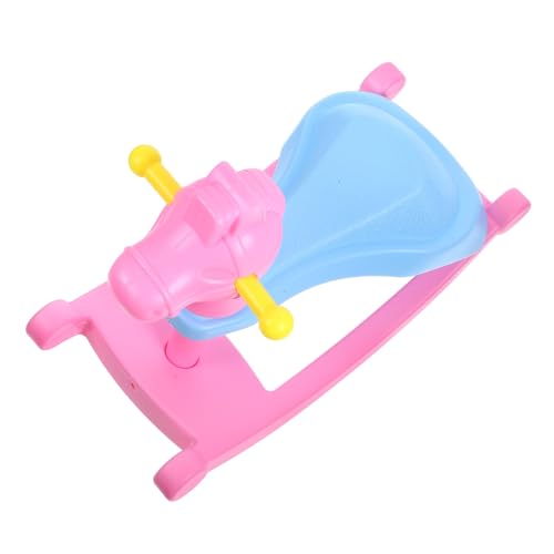 KOMBIUDA Puppenzubehör Puppenhaus Spielzeug Für Kinder Schaukelpferd Ornament Miniatur Schaukelpferd Modell Mini Möbel Ornament Mini Schaukelpferd Verzierung Puppenmöbel Rosa von KOMBIUDA