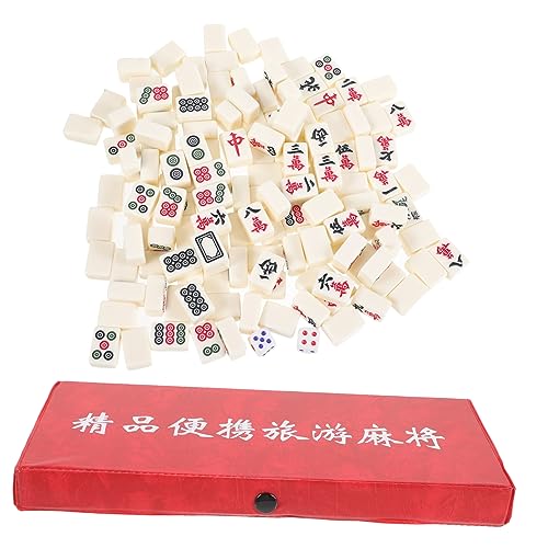 KOMBIUDA Reise Mahjong Set Mini Mahjong Spiel Für Unterwegs Tragbare Mahjong Kacheln Lustiges Tischspiel Für Familie Und Freunde 4 Spieler Kompaktes Design von KOMBIUDA