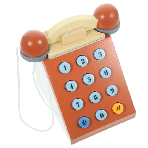 KOMBIUDA Retro-Telefonspielzeug für krabbelndes Babyspielzeug Retro Telefon für Pädagogisches für aus Holz Pilz-Telefonspielzeug von KOMBIUDA