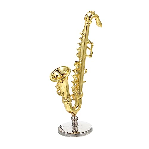 KOMBIUDA Saxophon-Modell Kleines Simuliertes Saxophon Mikrolandschaftsornament Praktische Miniatur-Saxophon-verzierung Hausdekoration Ornament Für Musikinstrumente Saxophonmodell Legierung von KOMBIUDA