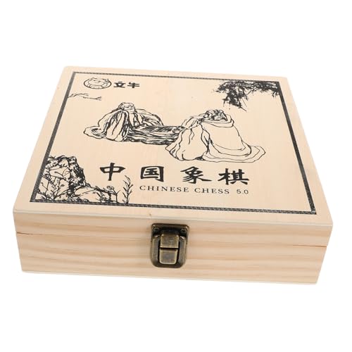 KOMBIUDA Schach Schmuck Organizer Vintage Kleine Truhe Dekorative Boxen Mit Deckel Teetruhe Organizer Chinesische Dame Schachbrett Holz Kleine Truhe Für Schmuck von KOMBIUDA