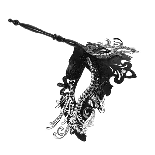 KOMBIUDA Schwarze Venezianische Maske mit Abnehmbarem Stab Handgehaltene Masquerade Maske für Damen Karneval Party Ball Cosplay Dragon Design Gesichtsbedeckung KOMBIUDA Schwarze Venezianische Maske mit Abnehmbarem Stab Handgehaltene Masquerade Maske für Damen Karneval Party Ball Cosplay Dragon Design Gesichtsbedeckung von KOMBIUDA