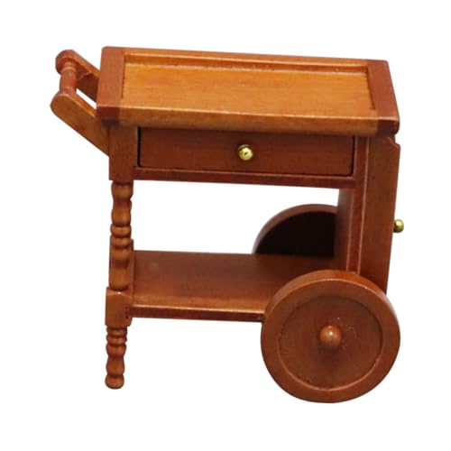 KOMBIUDA Simulierter Speisewagen Vintage- Für Mini Dollhouse Puppenhauswagen Kind Getränkewagen Mini-hausverzierung Auto Puppenwagen Kleine Hausfigur Miniaturen Hölzern Brown von KOMBIUDA