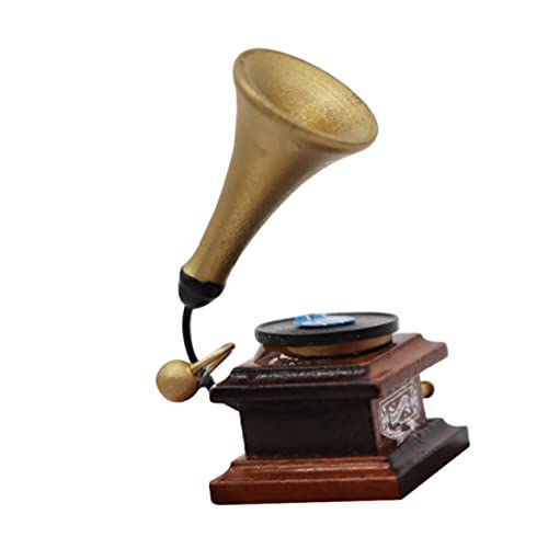 KOMBIUDA Simuliertes Grammophon Miniatur-Musikinstrument Für Mädchen Retro- Puppenhausmöbel Mädchen Heimdekoration Vintage- Mini-Puppen Hölzern Golden von KOMBIUDA