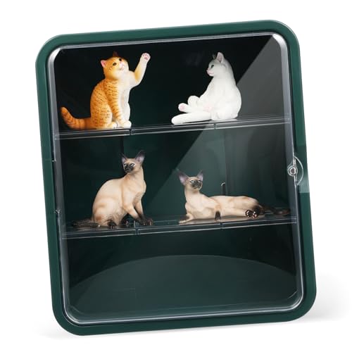 KOMBIUDA Staubdichter Präsentationsständer Fallanzeige Kleine Verkaufsregale Miniaturgehäuse Figurenanzeige Vitrine Für Modellautos Figurenorganisator Vitrine Mit Led-leuchten Plastik Green von KOMBIUDA