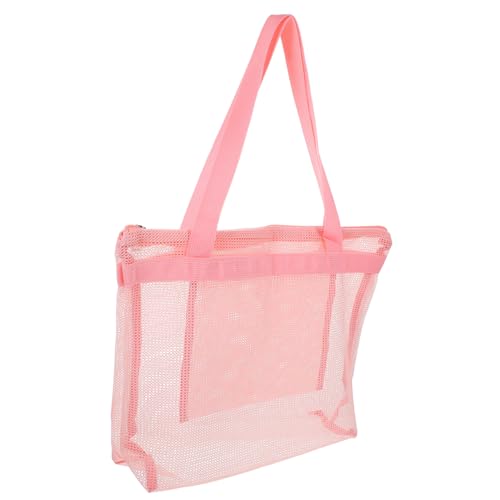 KOMBIUDA Strandtasche Für Draußen Netz-Aufbewahrungstasche Für Den Strand Mesh-Aufbewahrungstasche Strandtasche Für Mädchen Werkzeugkasten Reisen Groß Rosa Nylon von KOMBIUDA