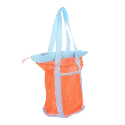 KOMBIUDA Strandtasche für Kinder Schwimmtasche Strandtasche mit Kordelzug Mesh-Sommertaschen sandspielzeug Tasche sandspielzeugtasche Strandtaschen mit Kordelzug Pooltasche Nylon Orange von KOMBIUDA