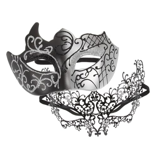 KOMBIUDA Venezianische Maske für Schwarze Masquerade Halbgesichtsmaske mit Metallverzierung und Strass Karneval Cosplay Party Maskenball Zubehör KOMBIUDA Venezianische Maske für Schwarze Masquerade Halbgesichtsmaske mit Metallverzierung und Strass Karneval Cosplay Party Maskenball Zubehör von KOMBIUDA
