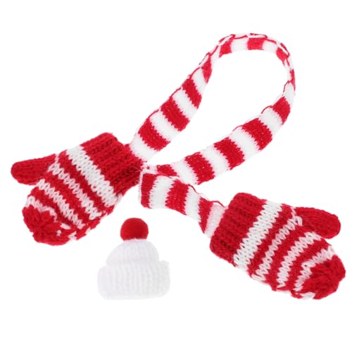 KOMBIUDA Weihnachtliches Mini Strickmützen Und Schal Set Für Puppen Ideal Christbaumschmuck Oder Zubehör Für Puppenkleidung Festliches Design Für Kreative Deko Ideen von KOMBIUDA