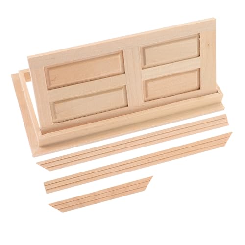 KOMBIUDA Zubehör Für Puppenhäuser Puppenhausmöbel Miniatur-haustür Miniaturfenster Miniaturprodukte Puppenhaus-schlafzimmermöbel Türen Spielzeug Mini-Ornament Simulierte Tür Holz Beige von KOMBIUDA