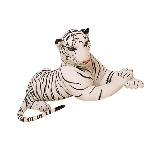 KOMBIUDA ausgestopftes Tierspielzeug Animal Figures weihnachsgeschenk Wohnaccessoire wohnzimmerdeko spielzeuge Tiger Simulation Tiger Tigerpuppe mit Tieren gefüllte Puppen Weiß von KOMBIUDA