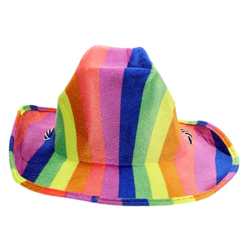 KOMBIUDA bunter Cowboyhut Frauen Mützen Hüte sommerliche Fedora-Hüte für Damen Landhüte Vintage-Hut Strandhüte für bunter hut western cowboyhut Filzhut Partyhut aus Filz gefühlt von KOMBIUDA