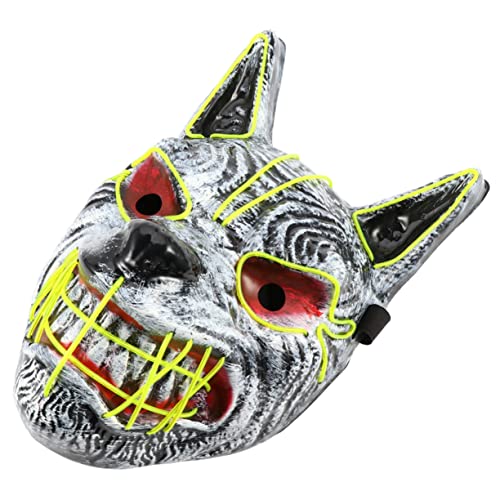 KOMBIUDA gruselige Halloween-Maske halloween horror halloween grusel halloween kostuem halloween goodies halloweendeko grimmig halloween leuchtend Horror-Maske LED-Maske Plastik Colorful von KOMBIUDA