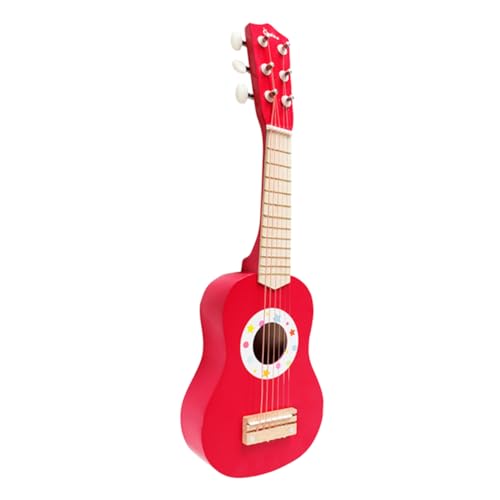 KOMBIUDA simulierte Gitarre Mini-Gitarre Gitarre für Kinder Holzspielzeug für Kinder Kindergitarre Spielzeug Kinderspielzeug Musikinstrument Spielzeug akustische Gitarre Bambus rot von KOMBIUDA