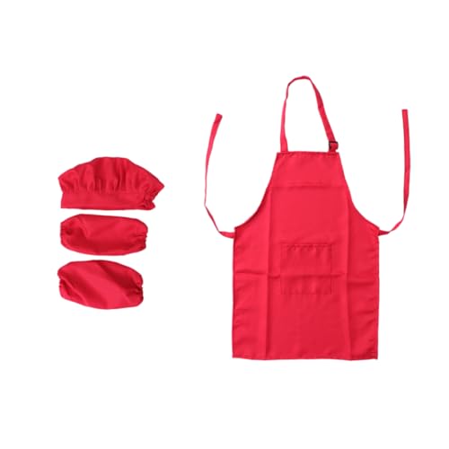 Satz Handschelle Zum Kochen Für Kinder Kinderschürze Kinder Kochen Ärmel Kinderkoch-spielset Rot KOMBIUDA von KOMBIUDA