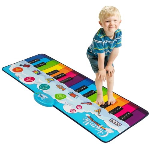 KOMFOTTEU Klaviermatte für Kinder ab 3 Jahren, 24 Tasten, Babyklavier, faltbar, mit 8 Instrumententönen, Musikmatte, Aufnahme & Lesen, 120 x 47 cm, Regenbogenfarben KOMFOTTEU Klaviermatte für Kinder ab 3 Jahren, 24 Tasten, Babyklavier, faltbar, mit 8 Instrumententönen, Musikmatte, Aufnahme & Lesen, 120 x 47 cm, Regenbogenfarben von KOMFOTTEU