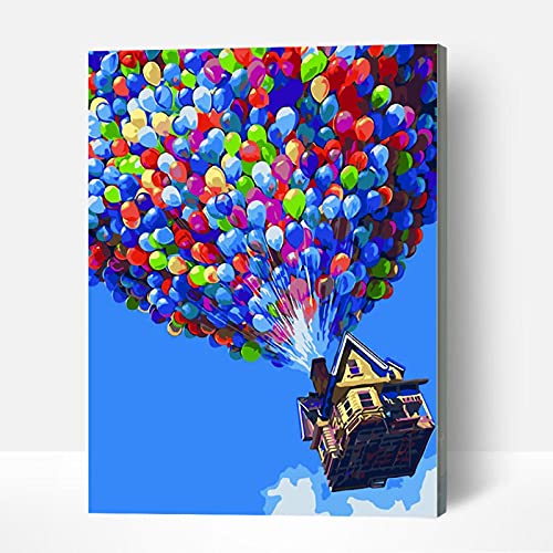 Komking Malen Nach Zahlen Erwachsene Mit Rahmen, DIY Handwerk Geschenke Acrylmalerei für Home Decor, bunter Ballon 16x20inch von KOMKING