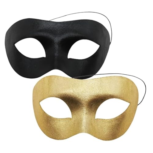 KOMUNJ 2 Stücke Maskerade Maske, Matte Maskerade Maske, Herren Venezianische Maske, Cosplay Maskenball Masken, Schwarz Venezianische Masken, Für Kostüm Fasching Karneval Halloween Party Ball Oper von KOMUNJ