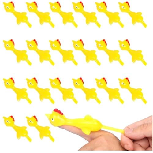 KOMUNJ 20 Pcs Schleuder Huhn Strecken Fliegende Hühner Lustig Finger Dehnbar Huhn Neuheit Flick Spielzeug Party Favors Geschenk für Kinder von KOMUNJ