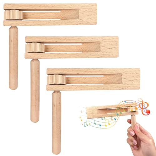 KOMUNJ 3 Stück Holzratsche Geräusche Maker, Krachmacher, Ratsche Instrument Spielzeug Ratsche Krachmacher von KOMUNJ