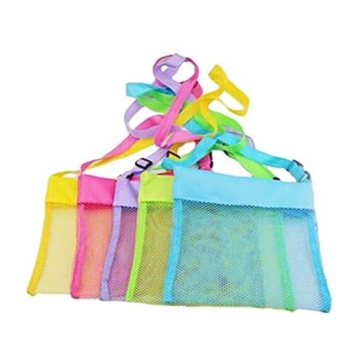 KOMUNJ 5 Stücke Netztasche Strandtasche Strandspielzeug Tasche Tragetasche für Sandspielzeug Wasserspielzeug für Kinder Aufräumsack Spielsack Badetasche Beachbag Faltbar für Familie Urlaub,5 Piece von KOMUNJ