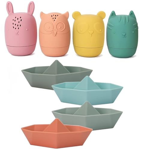 KOMUNJ 8 Stück Badewannenspielzeug Spielzeug Badewanne, BPA-Free Wasserspielzeug Baby, Badetiere, für Babys und Kleinkinder von KOMUNJ
