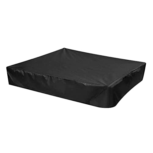 KOMUNJ Wasserdicht Sandkasten Abdeckung, 120x120x20cm Staubdicht Sandkastenabdeckung, Oxford-Stoff Schwarz Sandkasten Abdeckplane mit Kordelzug für Sandkasten, Pool, Terrase, Garten von KOMUNJ