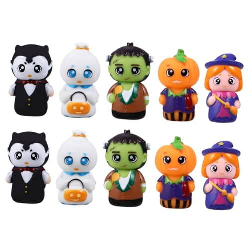 10st Halloween-fingerpuppen Bulk-Mini-Spielzeug Bulk-Spielzeug Für Kinder Halloween Artikulierte Finger Fingerpuppen Für Kleinkinder 1-3 Spielzeuge Puppen Für Kinder Marionette PVC KONTONTY von KONTONTY