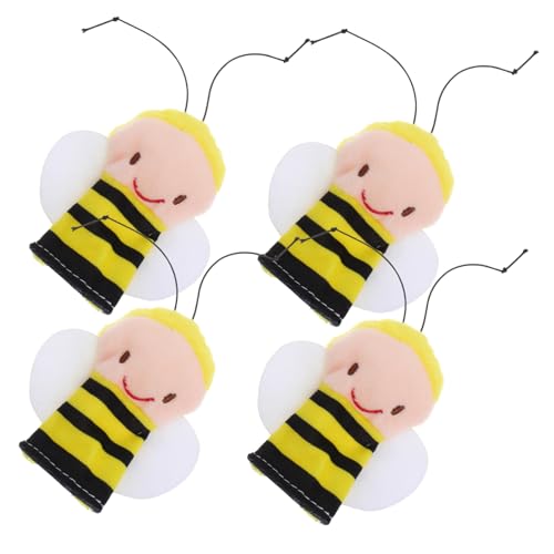 KONTONTY 4er-Pack Bienen-Tier-fingerpuppen Weiches Plüsch-puppenspielzeug Für Kleinkinder Kreatives Geschichtenerzählen Und Spielen Im Klassenzimmer von KONTONTY