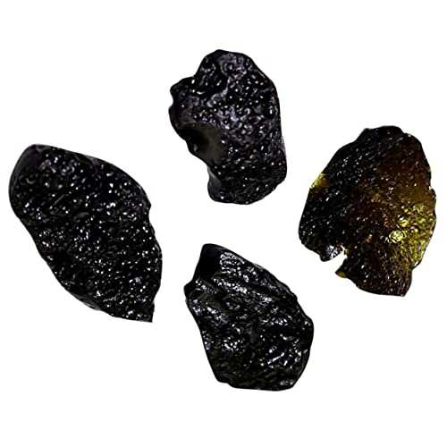 4 Stück Glasmeteorit Geode Mond- Platz Landschaft Meteoritengestein Meteoriten-Modell Lehrexemplar Tischschmuck Lehrmittel Desktop-Ornament Echter Meteorit Black KONTONTY von KONTONTY