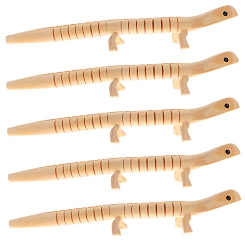 5St Wackeleidechsenspielzeug unbemalte Figuren Eidechsen-Tierfigur Produkt Leguan-Spielzeug DREI holztiere unvollendetes Eidechsenmodell aus Holz DIY-Spielzeug für Kinder hölzern KONTONTY von KONTONTY