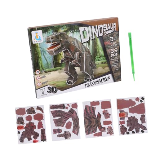 KONTONTY 1 Satz 39 Dinosaurier-Puzzle Puzzle rätselbuch Family Game -Puzzle- Lernspielzeug Puzzles 3D-Puzzle- aus Papier 3D-Dinosaurier- Brown von KONTONTY