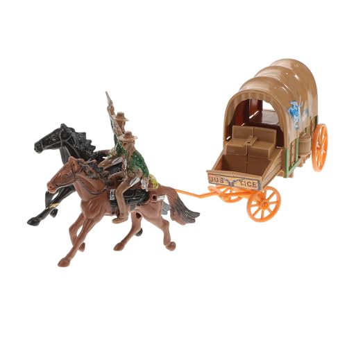 KONTONTY 1 Satz Cowboy-Kultur-sammelspielzeug Simulationsschmuck Sammlerfiguren Miniaturbausatz Pferdewagen Westliches Modell Spielzeugsoldaten Action Figur Pferdespielzeug Western Plastik von KONTONTY