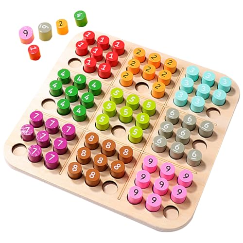 KONTONTY 1 Satz Einfaches Regenbogen-Sudoku Freizeitspielzeug für Mathe-Sudoku- Steckbrett aus Holz Sudoku- für Sudoku-Spiel Schach hölzern Colorful von KONTONTY