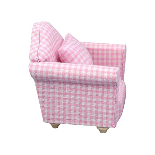 KONTONTY 1 Satz Einzelsofa Mikrospielzeug Mini-Sofa-Ornament Mini-hausversorgung Miniaturmöbel Kleine Hausdekoration Sesselbezüge Mini-hausverzierung Hausmöbel Mini-möbel Couch Rosa Stoff von KONTONTY