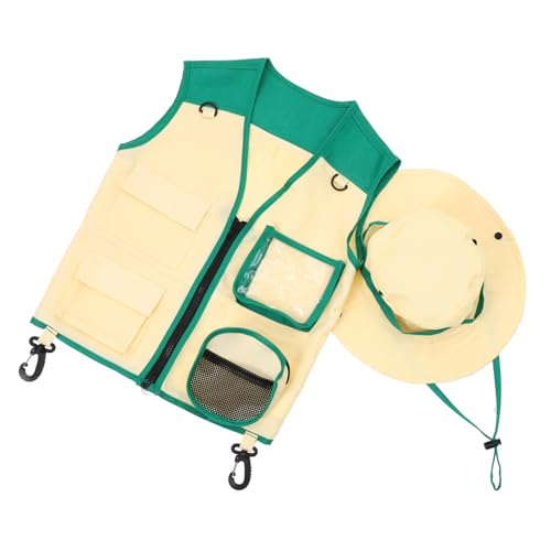 KONTONTY 1 Satz Entdeckerkleidung Outdoor-Hut Anzug Für Kinder Outdoor-erkundungsset Kinderhüte Entdeckerweste Für Kinder Kostüm Kinder Kinder-kit Kinderanzug Kinderanzüge Green Polyester von KONTONTY