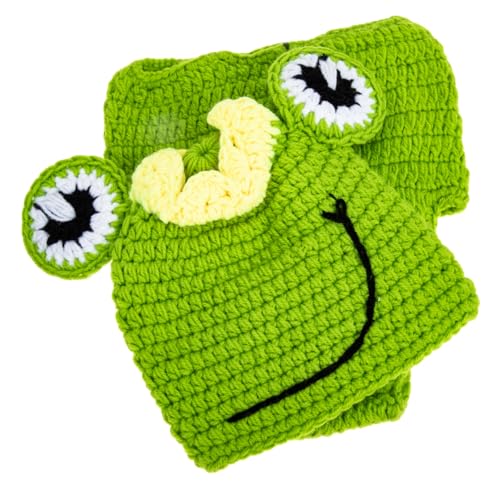 KONTONTY 1 Satz Frosch Fotografie Kleidung Neugeborenes Kostüme Babykostüm Mützen Für Babys Windeln Neugeborene Kleidung Für Neugeborene Jungen Frosch Neugeborenen-outfit Outfits Green Garn von KONTONTY