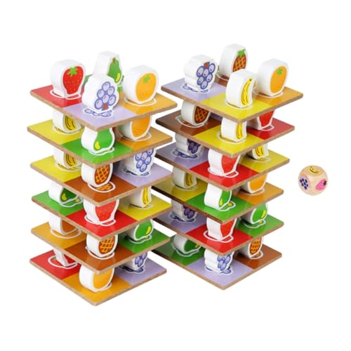 KONTONTY Bausteine ​​Puzzle-Spielzeug Für Jungen Und Mädchen Holz-Obst-stapelspielzeug Lernspielzeug Für Kleinkinder Kinder-bausteine-Spiel von KONTONTY