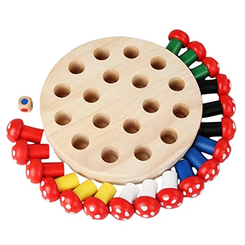 KONTONTY 1 Satz Gedächtnisschach Schachbrett für Kinder Logiktraining Schach Puzzle-Spielzeug interaktives Spielzeug kinderspiele Lernspielzeug Memory-Matching-Schachspielzeug hölzern rot von KONTONTY