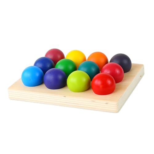 KONTONTY 1 Satz Holzspielzeug Für Die Frühe Bildung Farbabstimmungstafel Lernspielzeug Farbkugeln Aus Holz Regenbogenbrett Aus Holz Farblich Passendes Farbtafel Hölzern von KONTONTY