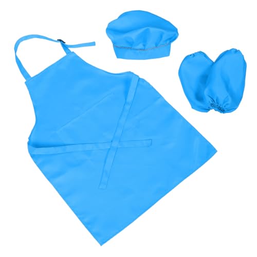 KONTONTY 1 Satz Kinderschürze kinderküche kochschürze kinderbacken Kochmütze und Schürze für Kleinkinder Schürzen für Kochzubehör Schürze zum Malen Polyester Sky-Blue von KONTONTY